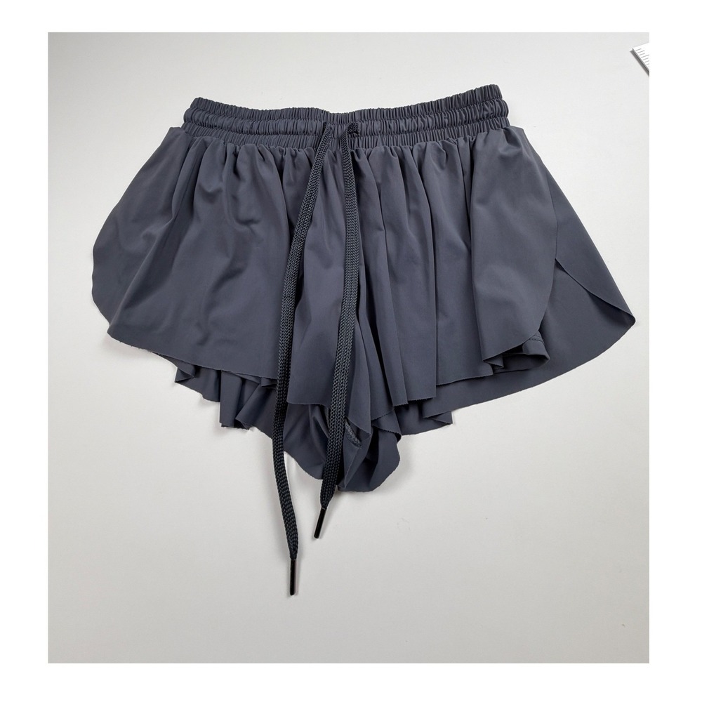 Leftear Flowy Shorts Women XS Gray 2-in-1 Ruffle Running Athletic